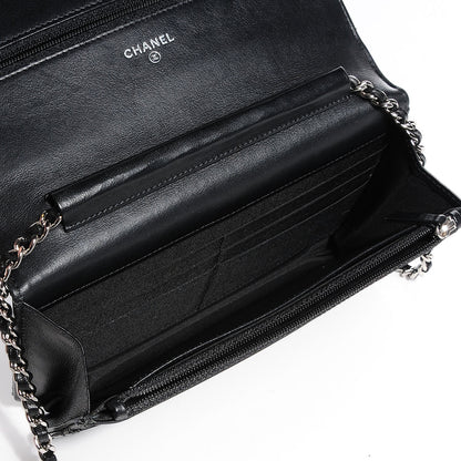 Chanel Lambskin Diamond Stitched Wallet On Chain WOC Black 6 of 9