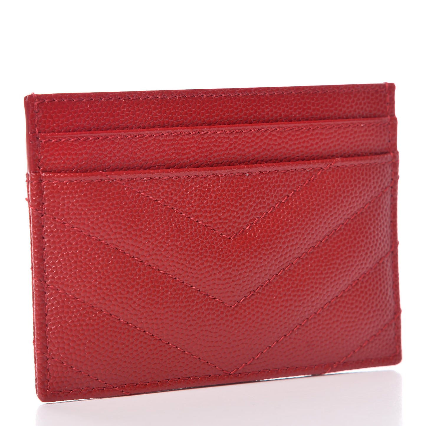 Grain De Poudre Matelasse Chevron Monogram Credit Card Case New Red