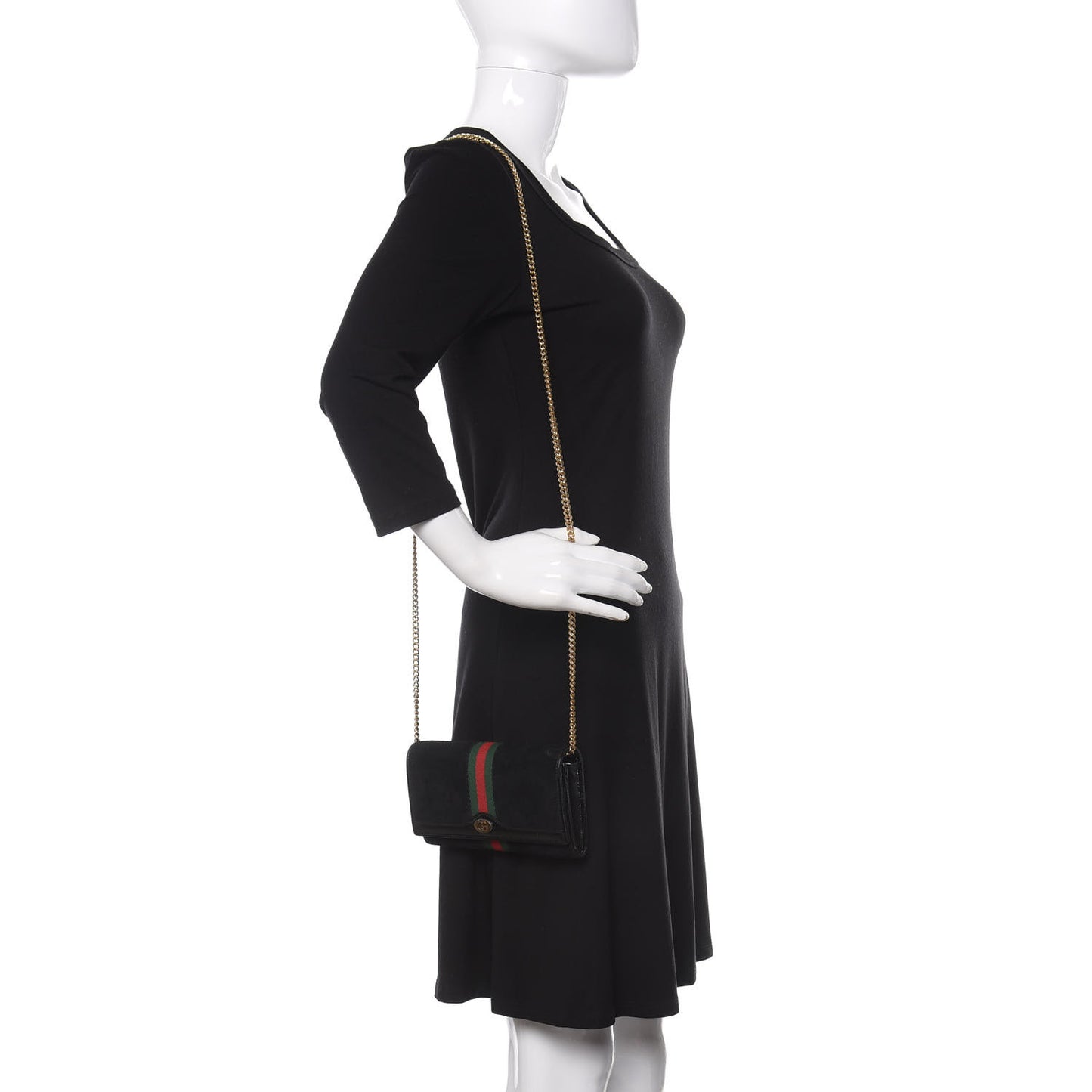 Suede Patent Web Ophidia Wallet On Chain Black