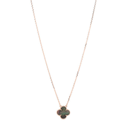 Van Cleef & Arpels 18K Rose Gold Gray Mother of Pearl Vintage Alhambra Pendant Necklace 1 of 4