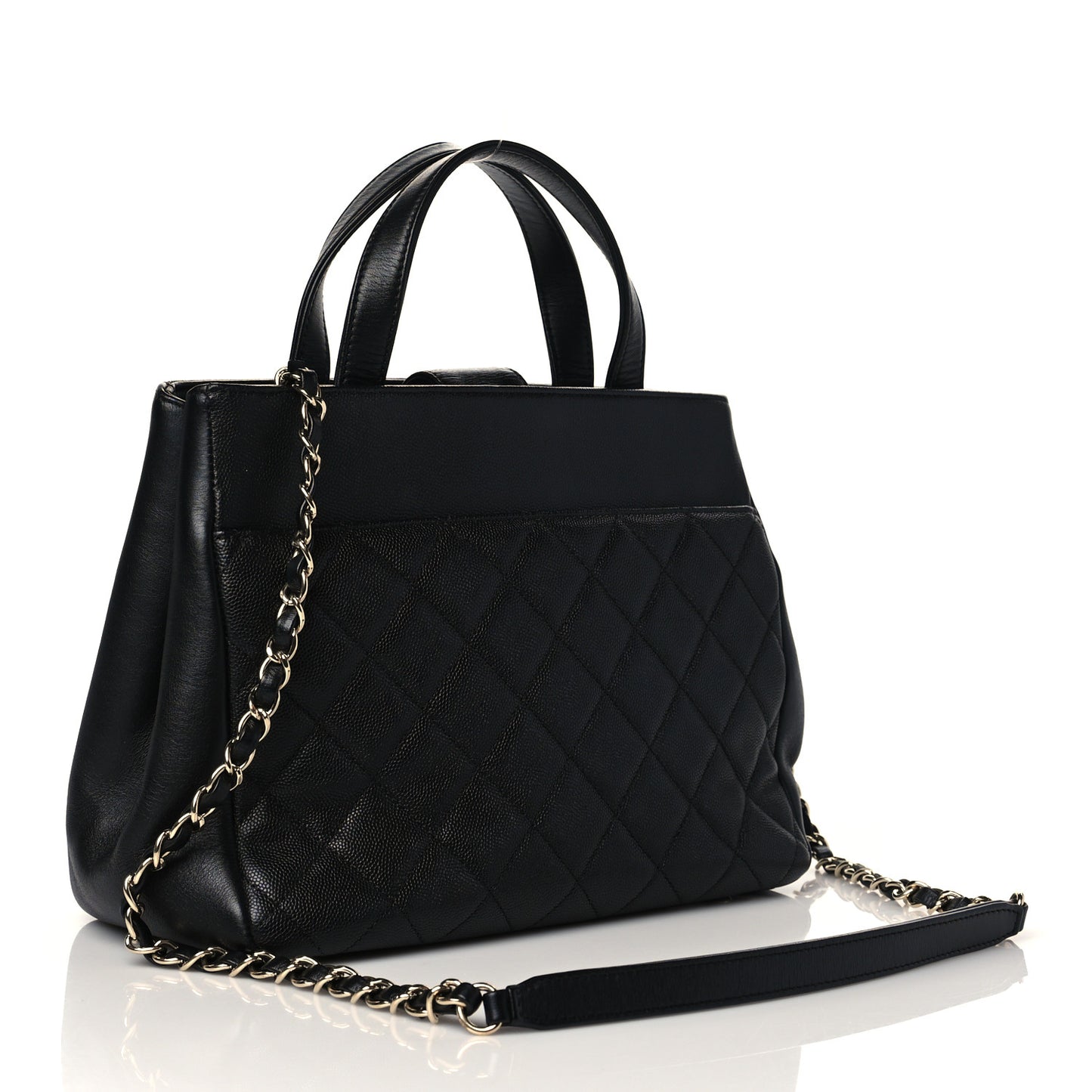 Caviar Quilted Small Business Affinity Shopping Bag Black