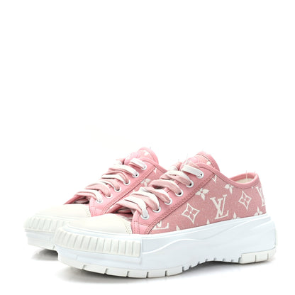 Louis Vuitton Denim Monogram Squad Sneakers 37 Pink 3 of 8