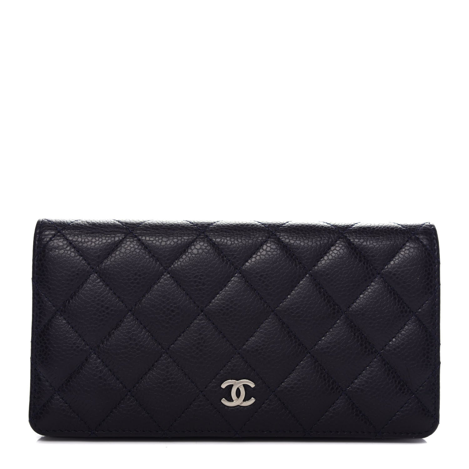 Chanel Caviar Quilted Yen Wallet Dark Blue 1 of 9