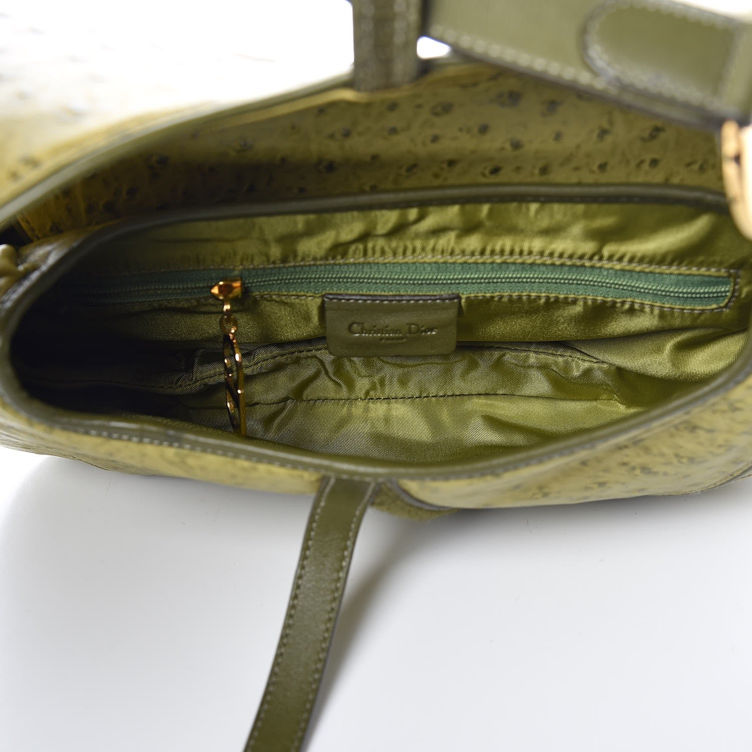 Christian Dior Ostrich Double Saddle Bag Green 5 of 7