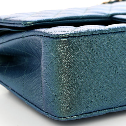 Chanel Iridescent Caviar Quilted Medium Double Flap Green 9 of 11