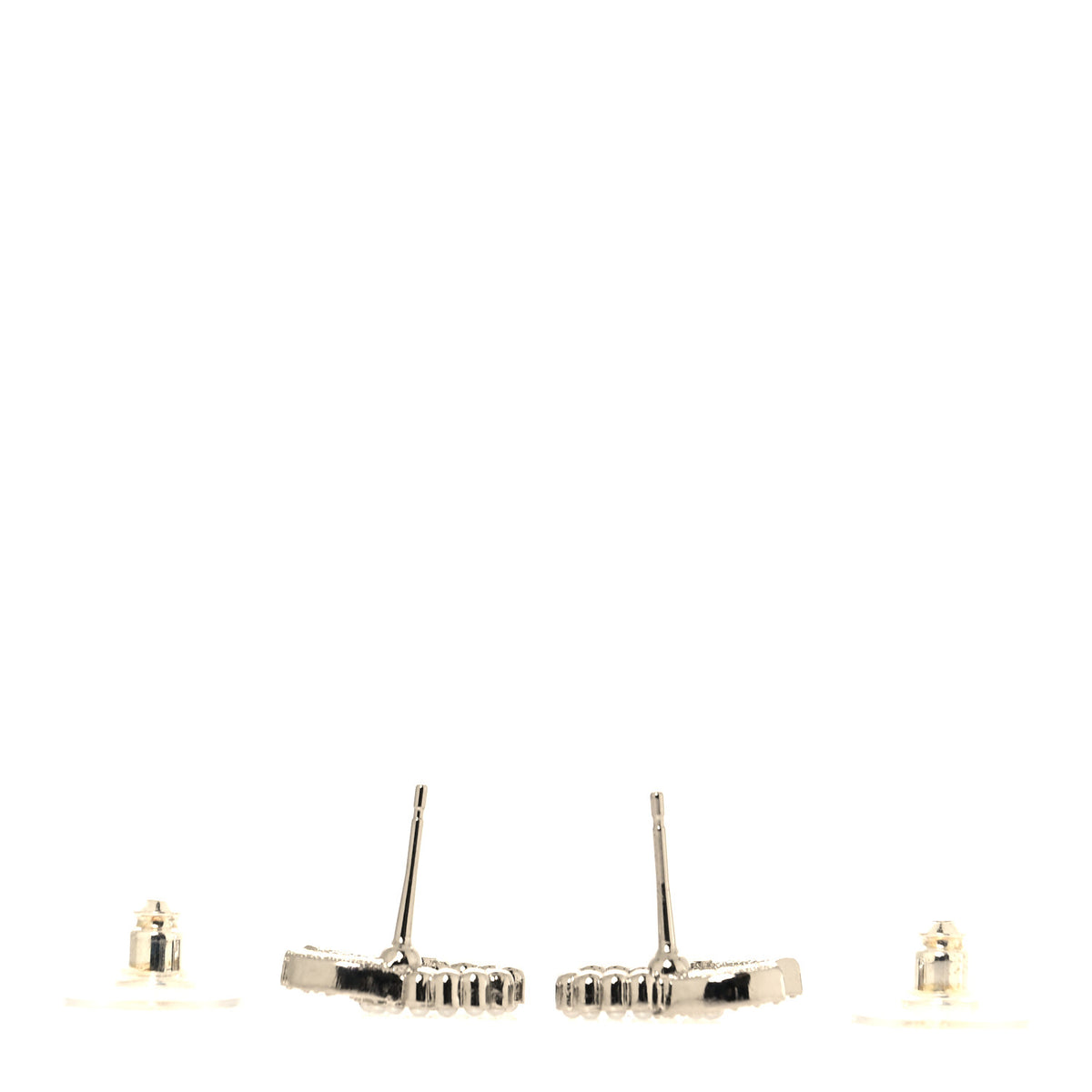 Chanel Crystal Pearl CC Earrings Silver 3 of 5