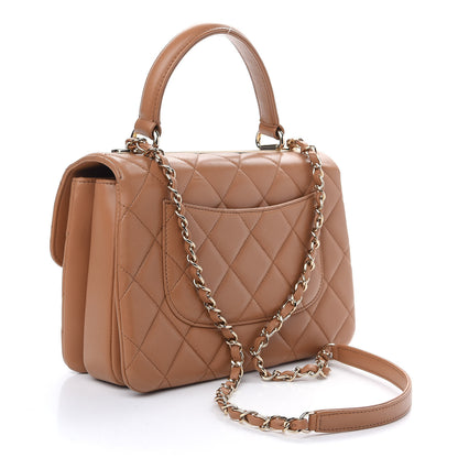 Chanel Lambskin Quilted Small Trendy CC Flap Dual Handle Bag Camel 3 of 9