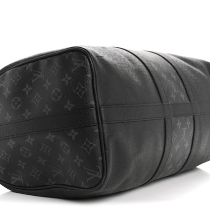 Louis Vuitton Taiga Monogram Eclipse Keepall Bandouliere 50 Black 7 of 14