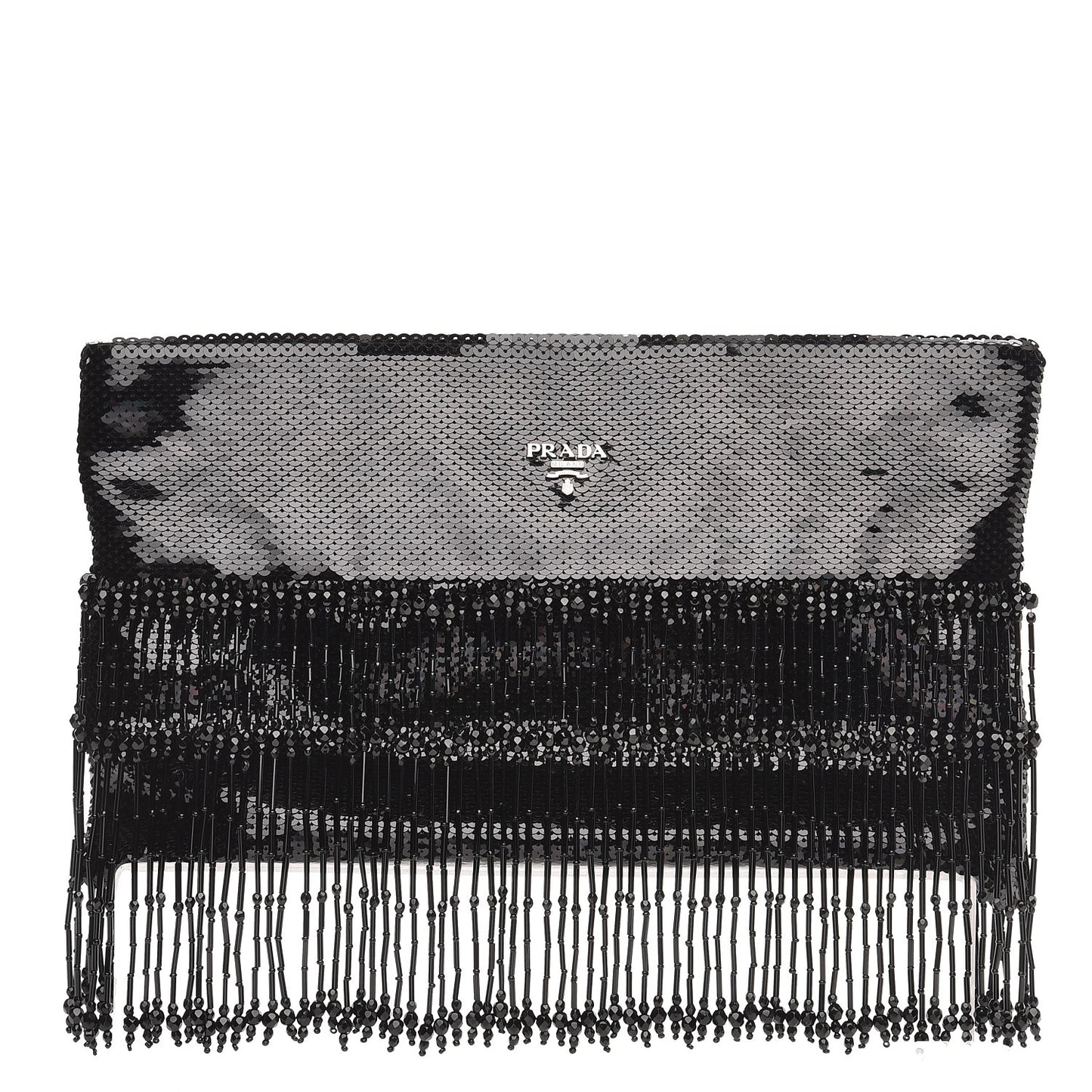Sequin Beaded Flat Clutch Black