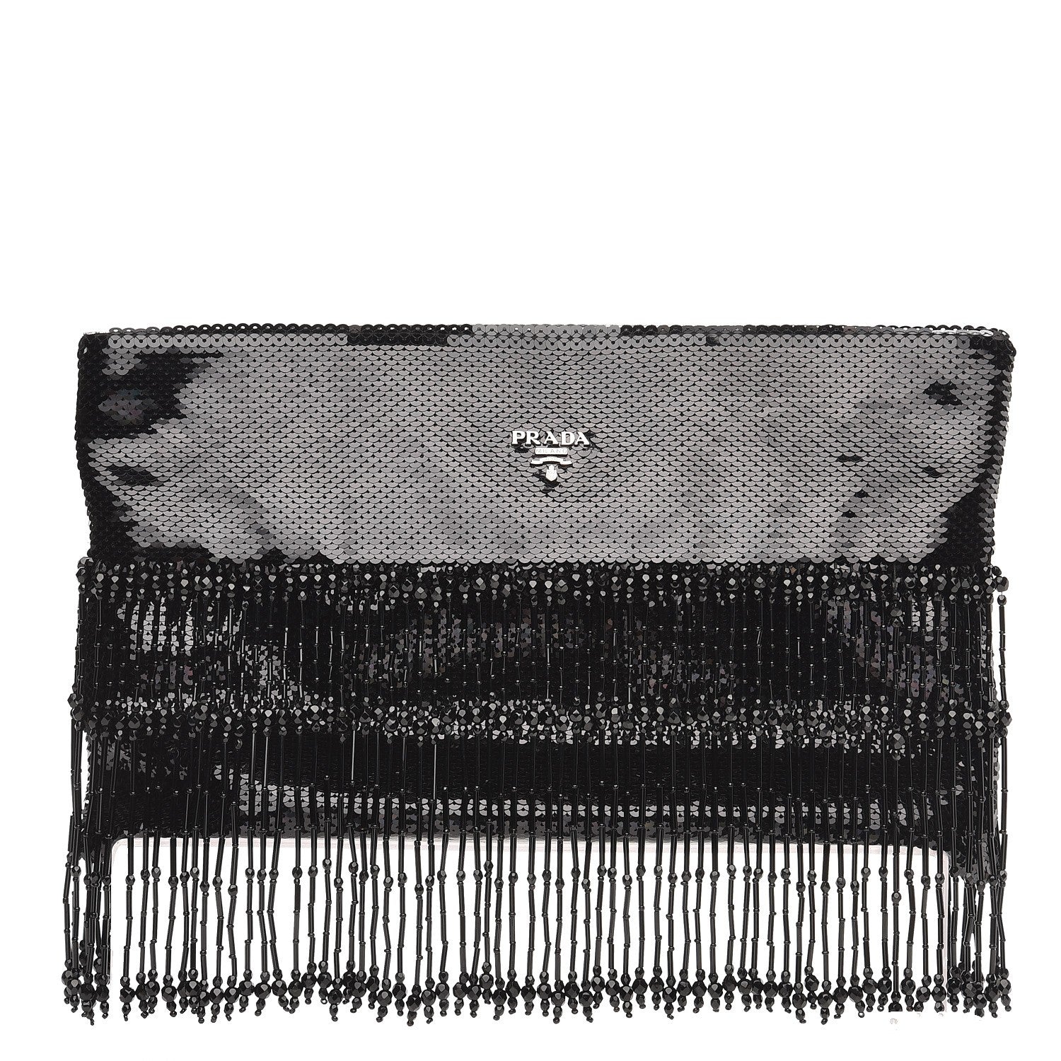 Prada Sequin Beaded Flat Clutch Black 1 of 7