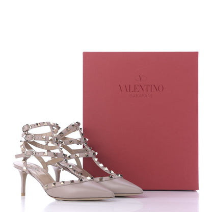 Valentino Garavani Nappa Rockstud Ankle Strap Low Heel Pumps 37 Poudre 12 of 12