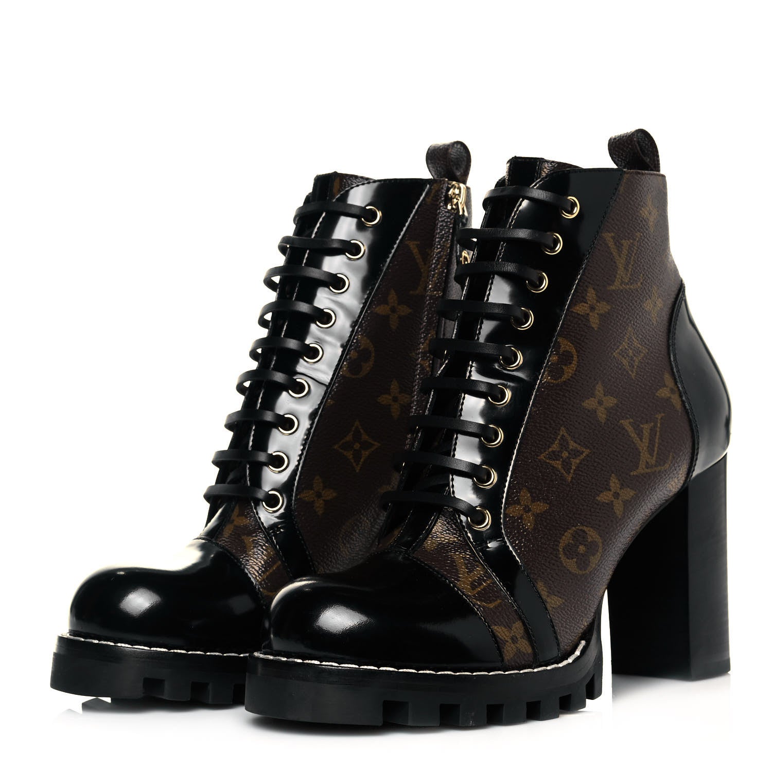 Louis Vuitton Patent Calfskin Monogram Star Trail Ankle Boots 41 Black 3 of 8