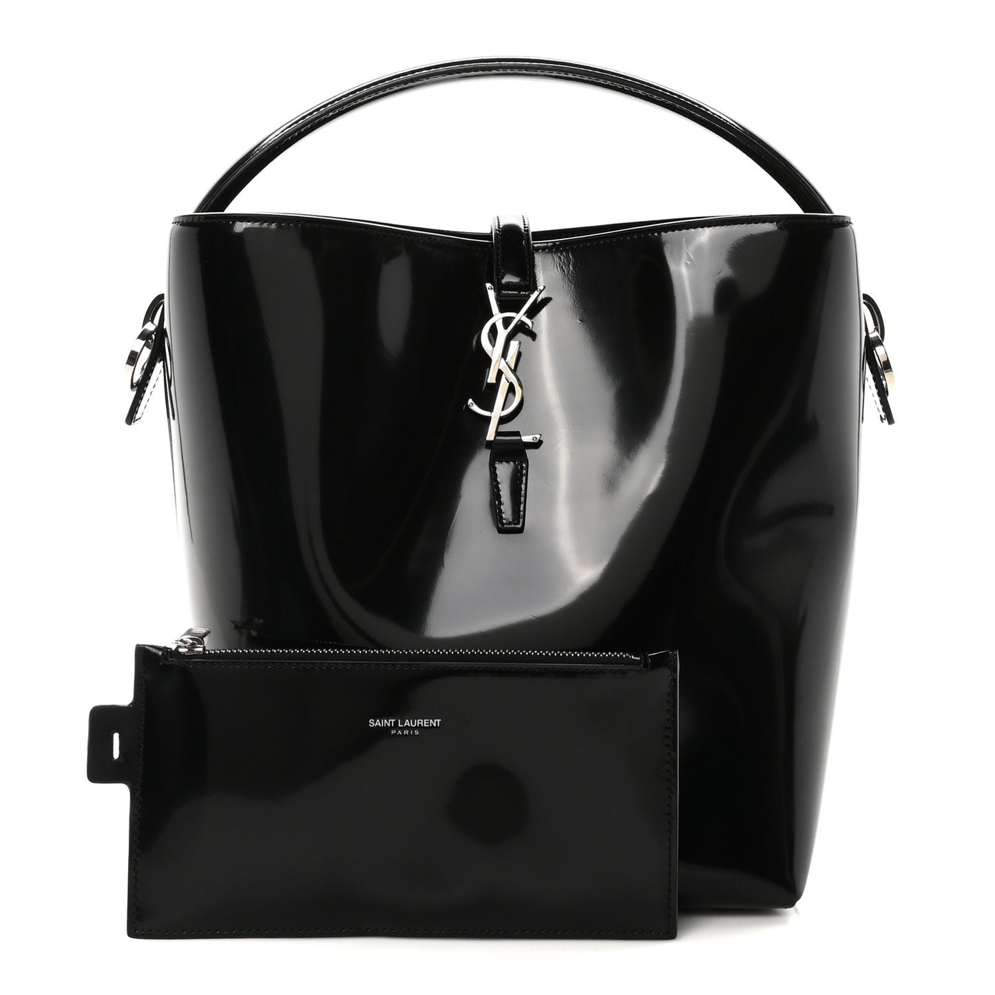 Patent Calfskin Le 37 Bucket Bag Black