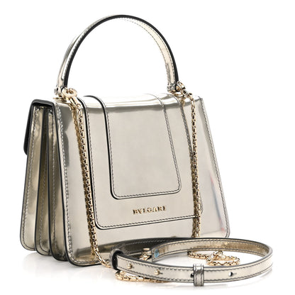 Bulgari Metallic Calfskin Serpenti Forever Top Handle Silver 3 of 9