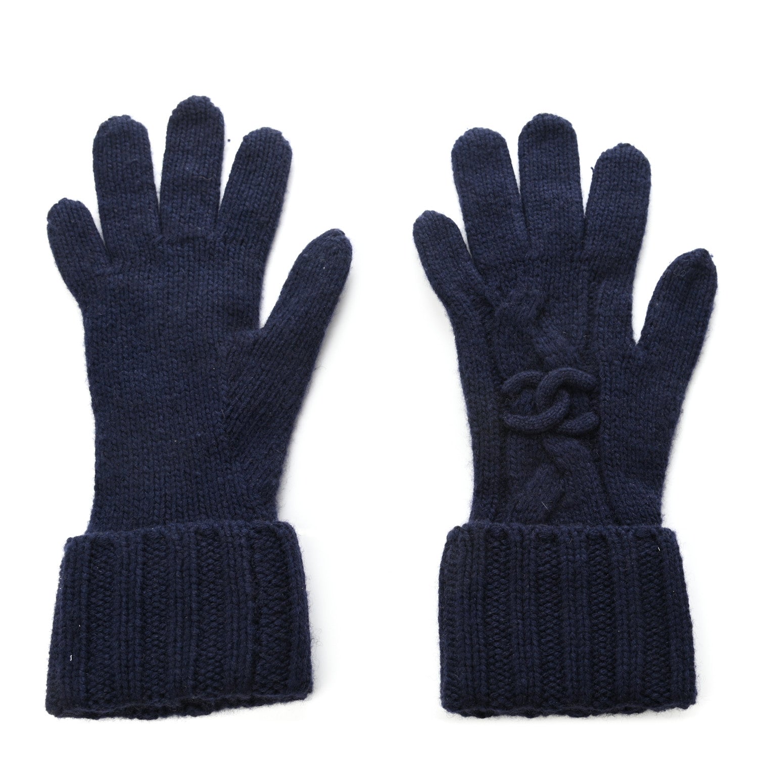 Chanel Cashmere CC Gloves Navy 1 of 4