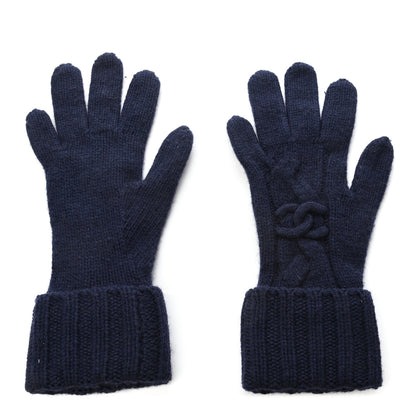 Chanel Cashmere CC Gloves Navy 1 of 4