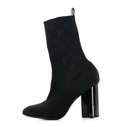 Louis Vuitton Monogram Stretch Fabric Silhouette Ankle Boots 39 Black 1 of 8