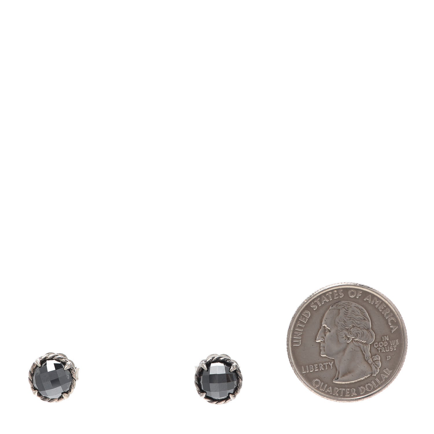 David Yurman Sterling Silver Hematite 8mm Chatelaine Earrings 2 of 4