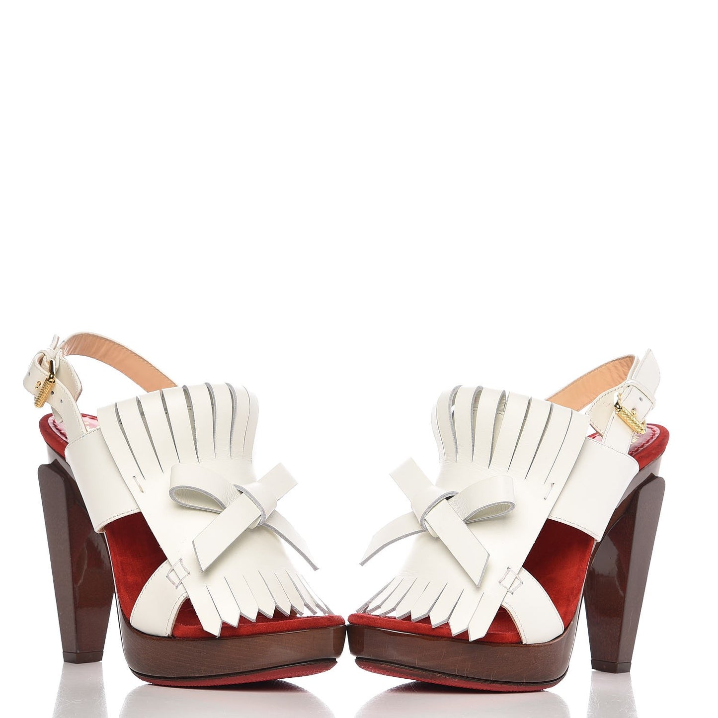 Calfskin Fringe Soclogolfi 120 Platform Slingback Sandals 37.5 Latte