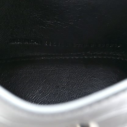 Balenciaga Metallic Calfskin Crocodile Embossed Hourglass Top Handle Bag XS Silver 7 of 9