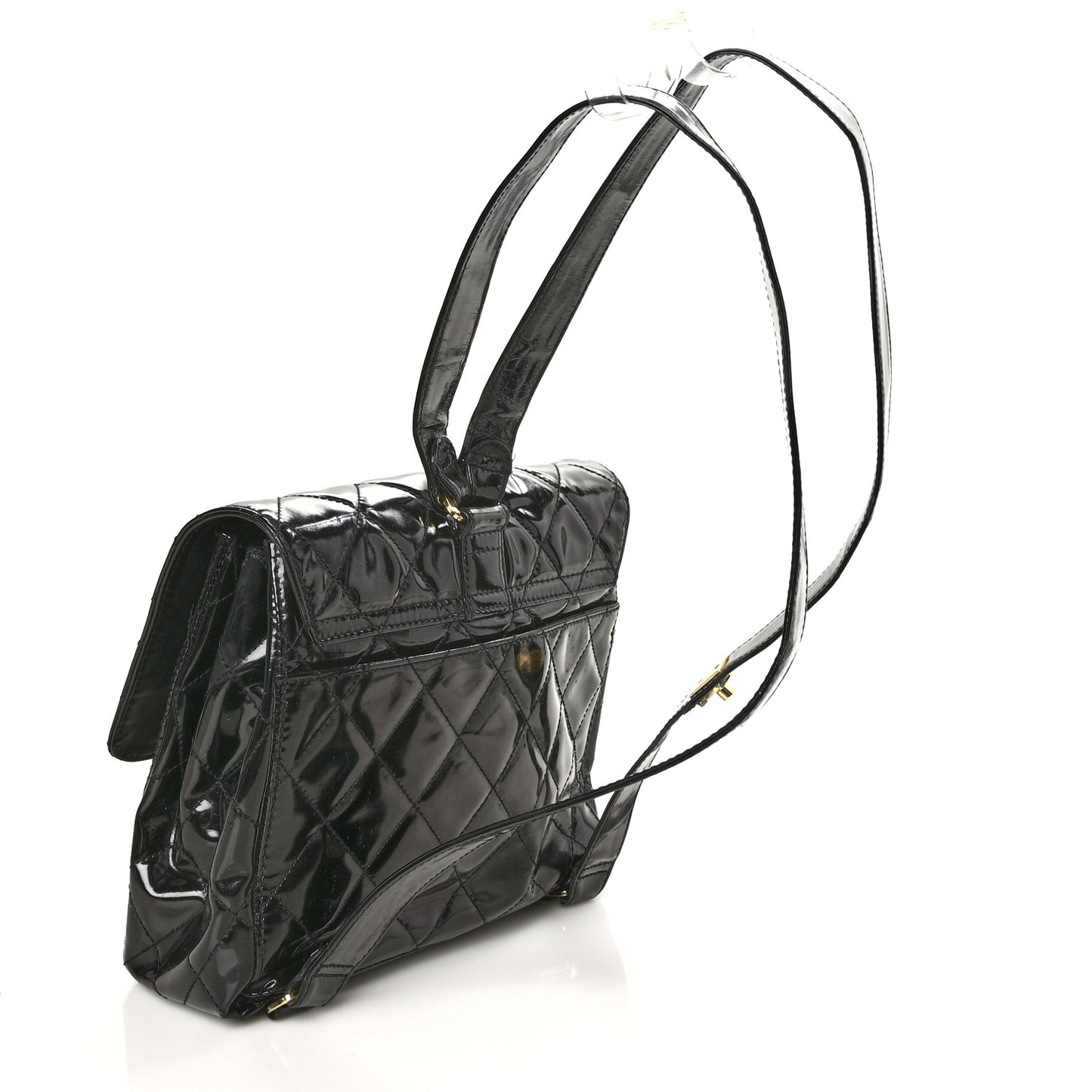 Patent Quilted Backpack Black