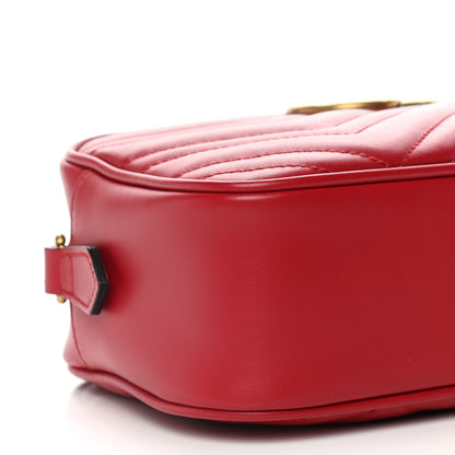 Gucci Calfskin Matelasse Small GG Marmont Chain Shoulder Bag Hibiscus Red 10 of 11