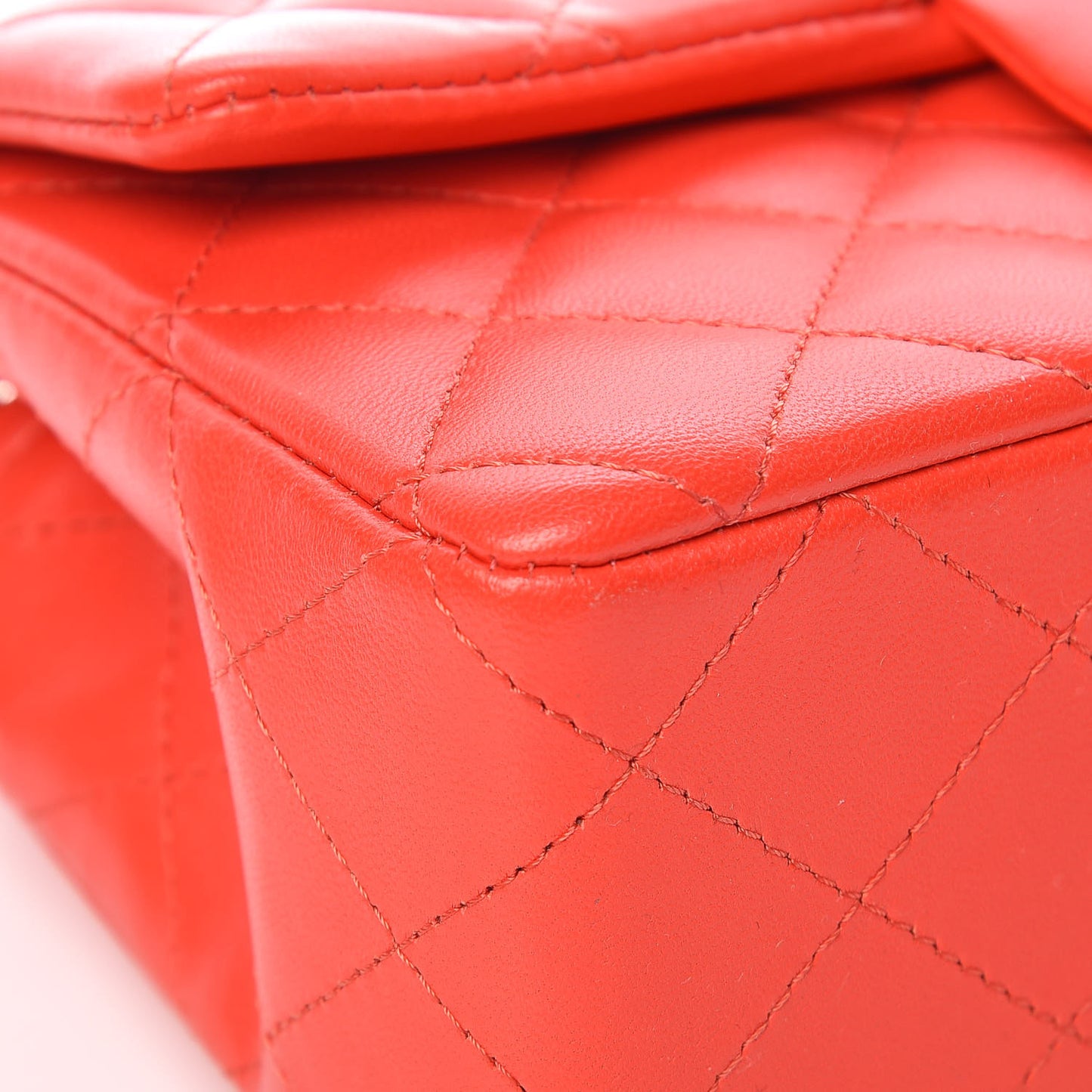 Lambskin Quilted Mini Rectangular Flap Red