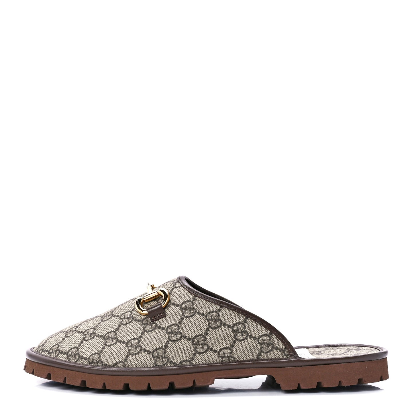 GG Supreme Monogram Granada Kid Mens Horsebit Lug Sole Mules 9 Beige Ebony New Acero