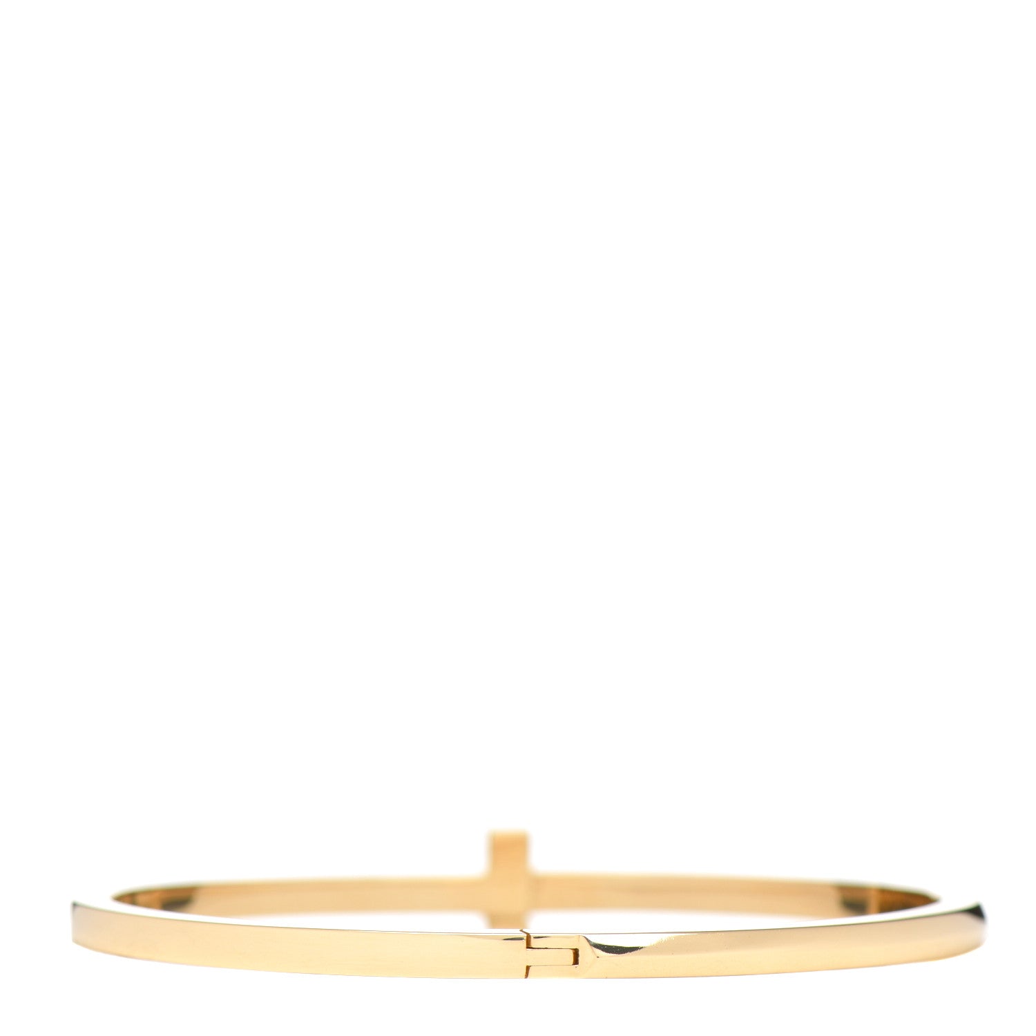 Tiffany 18K Yellow Gold Narrow T T1 Hinged Bangle Bracelet 3 of 4