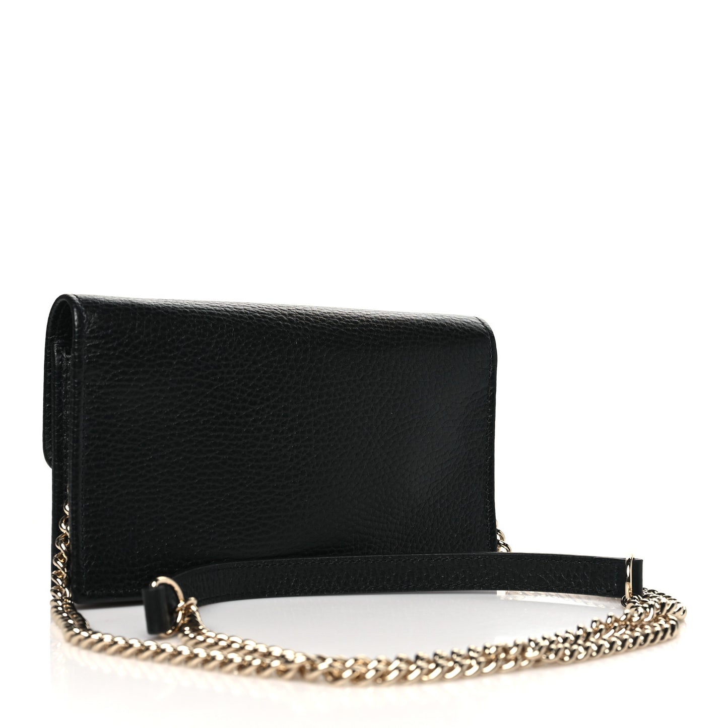 Dollar Calfskin Interlocking G Chain Wallet Black