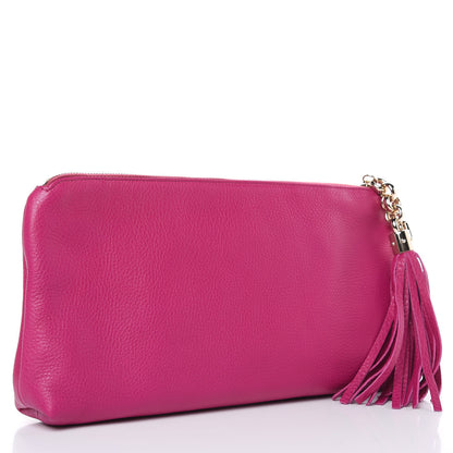 Gucci Pebbled Calfskin Tassel Clutch Fuchsia 3 of 9