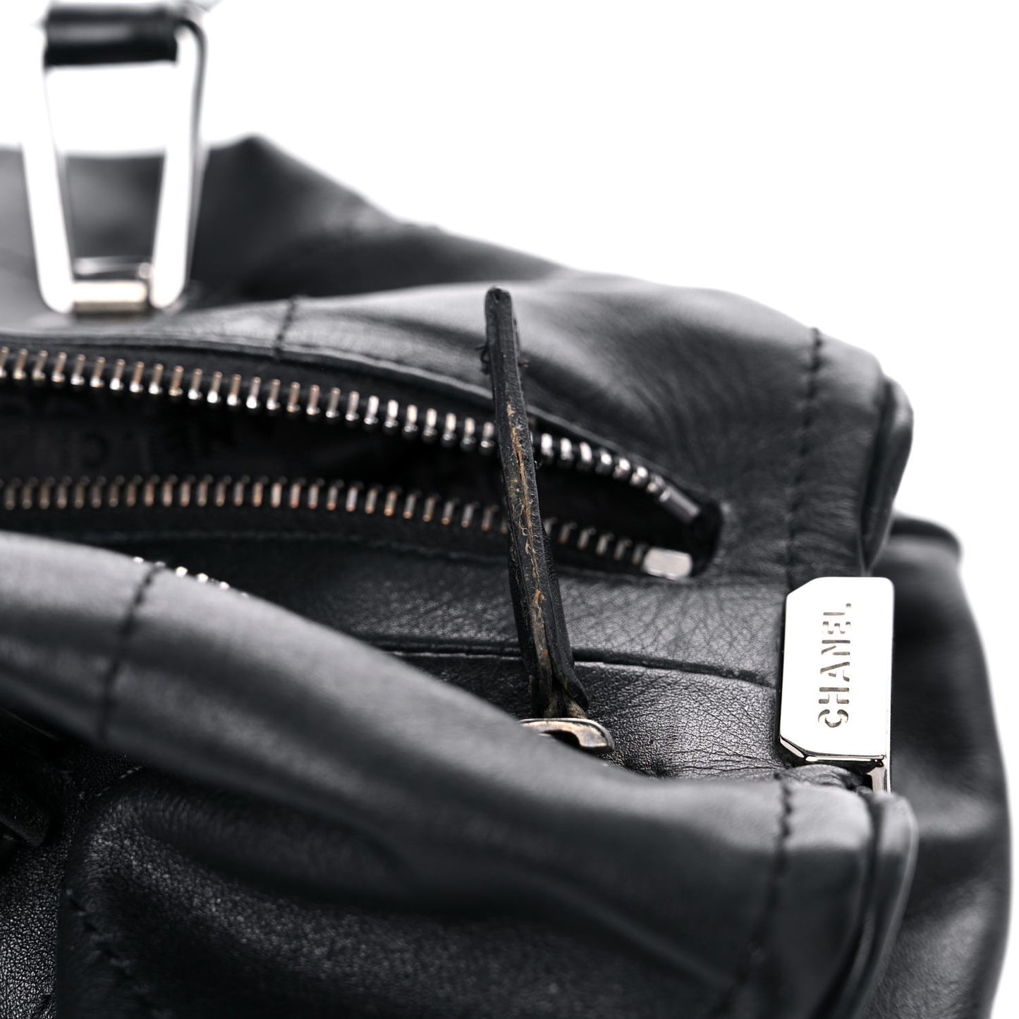 Lambskin Square Stitched Large Tote Black