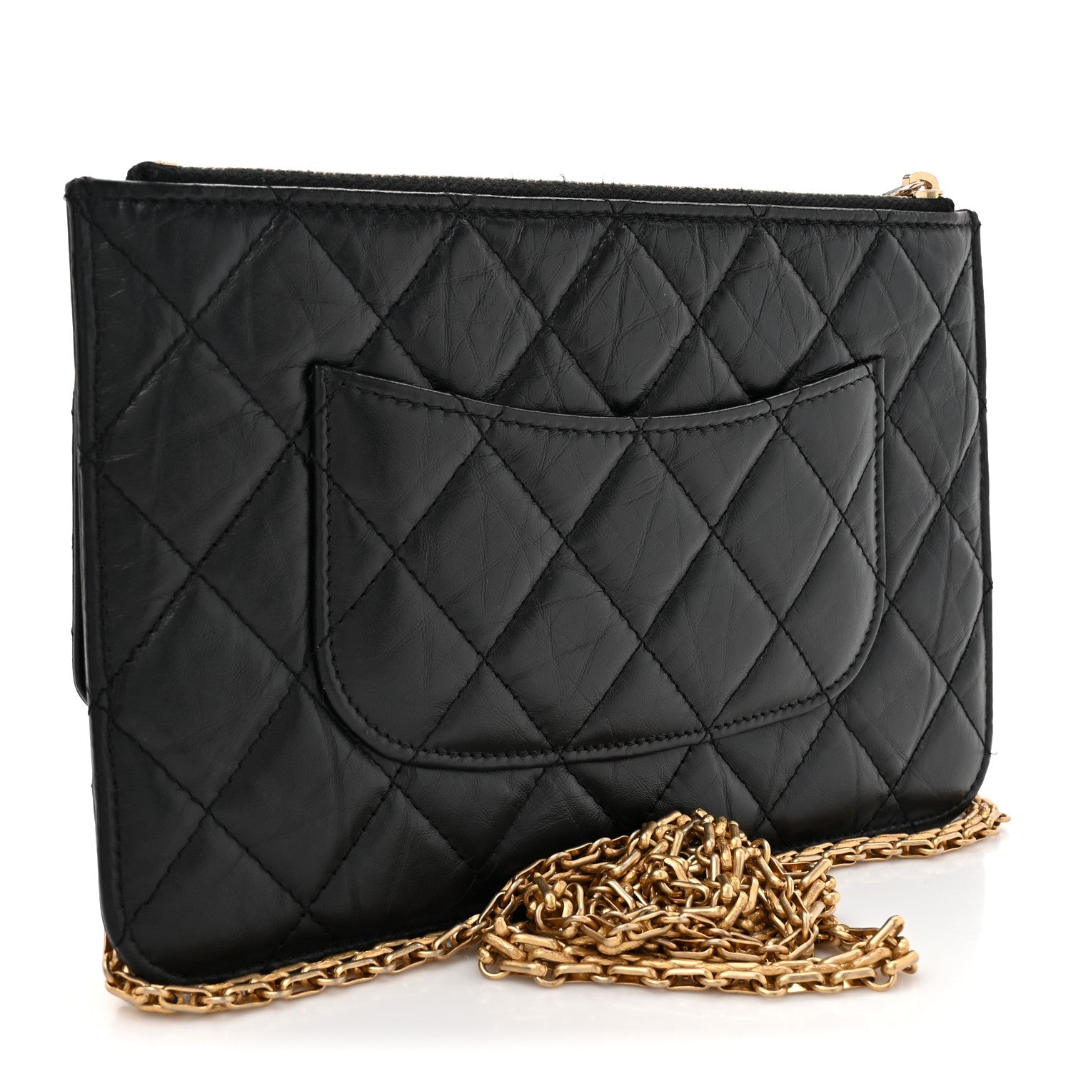 Chanel Aged Calfskin Quilted 2.55 Reissue Chain Wallet Black 3 of 11