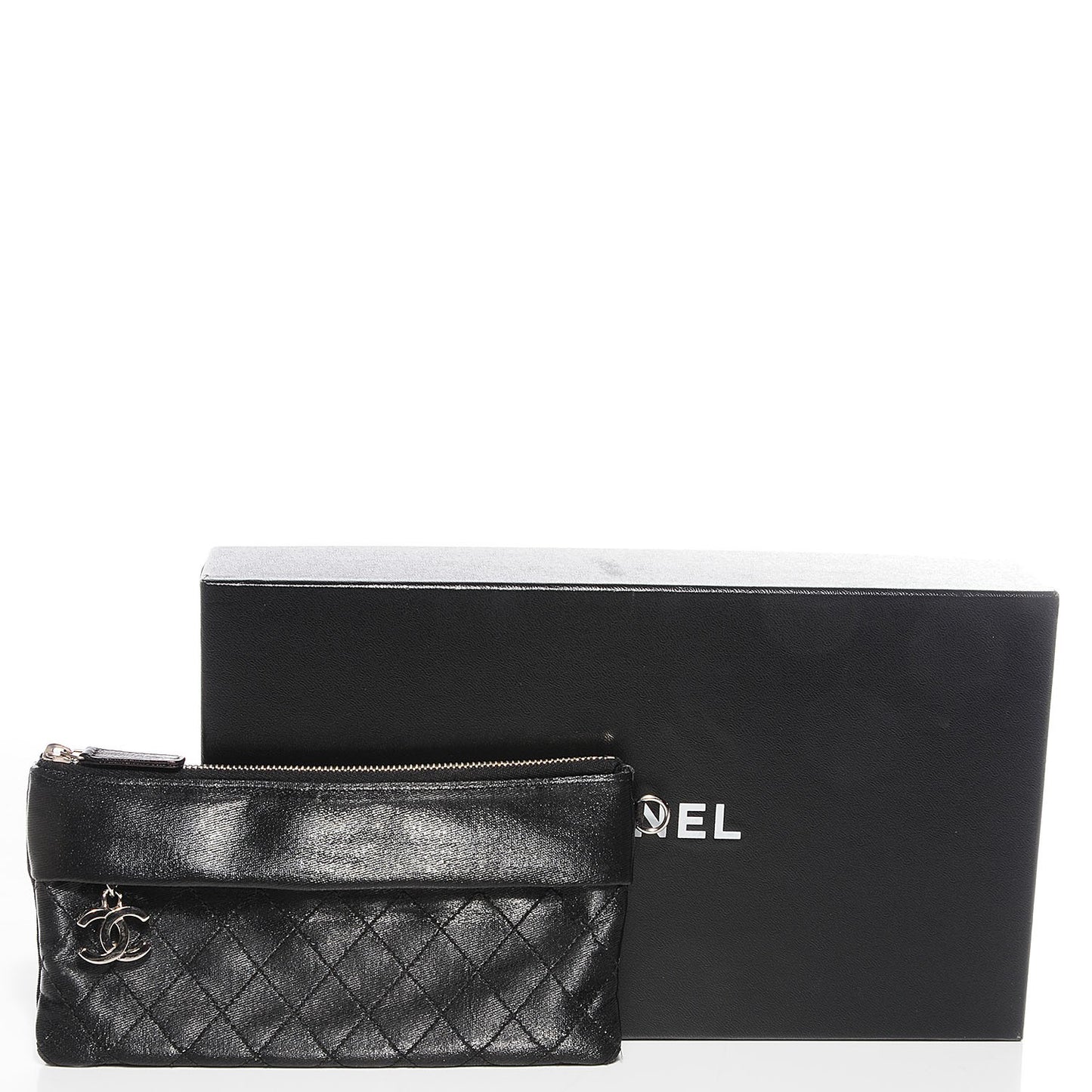 Quilted Coated Canvas Paris Biarritz Ligne Clutch Black