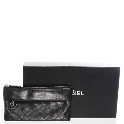 Chanel Quilted Coated Canvas Paris Biarritz Ligne Clutch Black 5 of 8