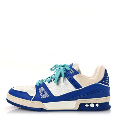 Louis Vuitton Calfskin Embossed Monogram Mens LV Trainer Sneakers 8.5 Blue 1 of 12