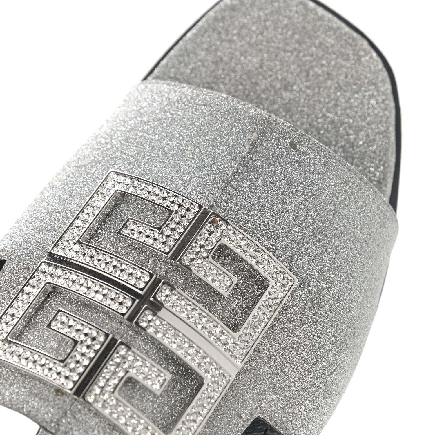 Givenchy Glitter Embellished Calfskin 4G Flat Sandals 36.5 Silver 10 of 10