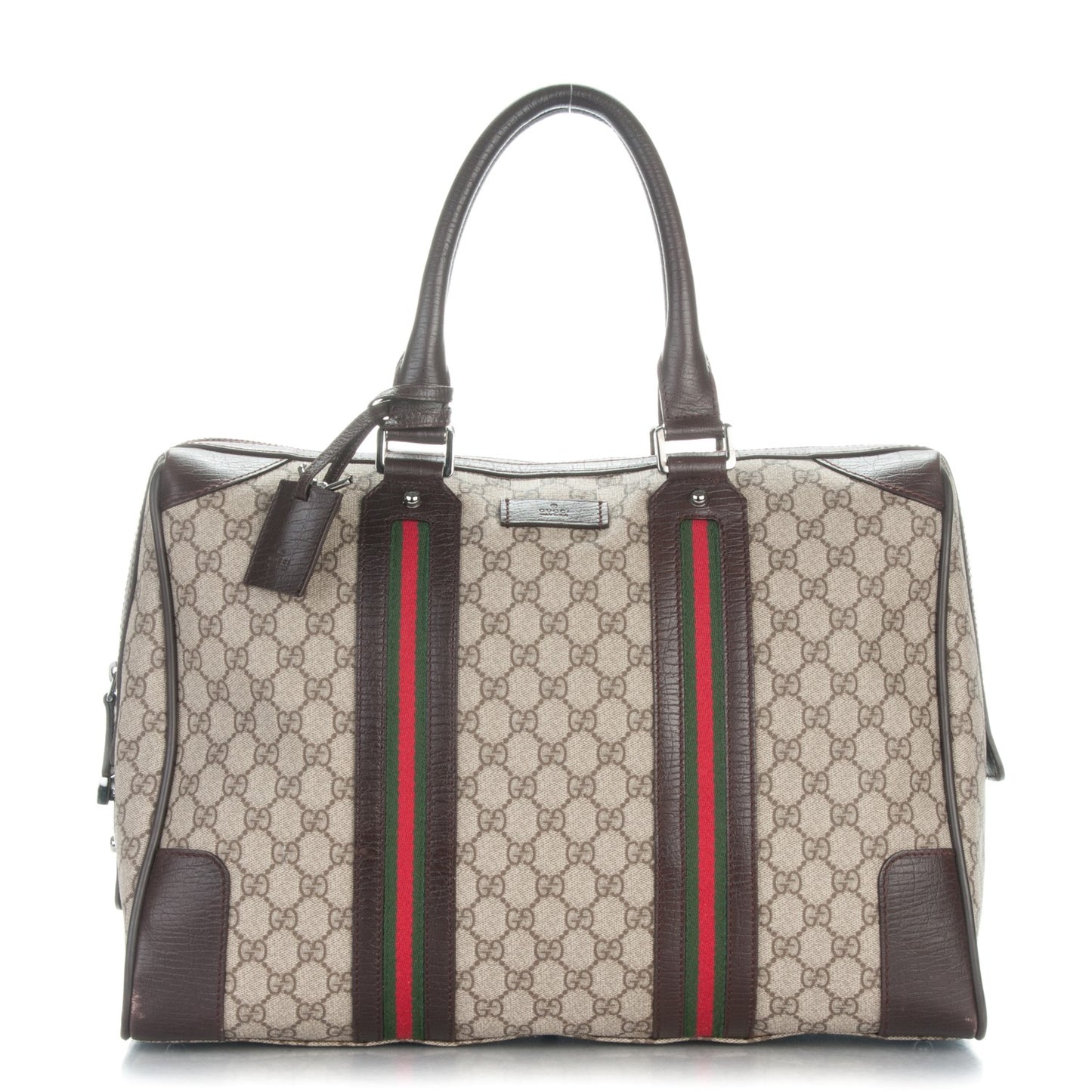 GG Plus Monogram Web Briefcase Dark Brown