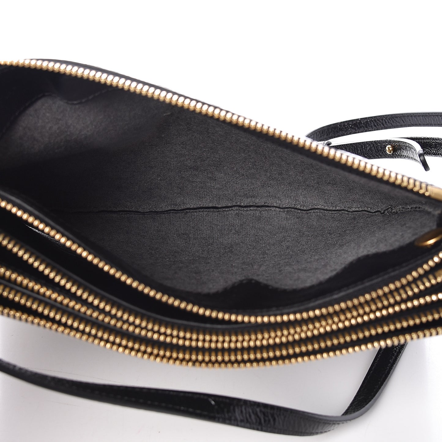 Shiny Goatskin Large Trio Crossbody Bag Black