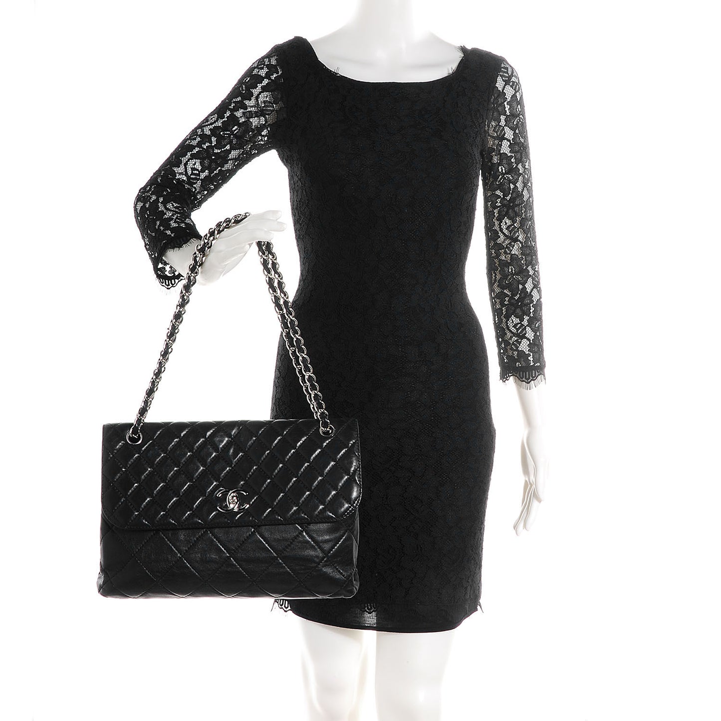 Calfskin Quilted In the Business Flap Bag Black