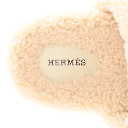 Hermes Woolskin Womens Chypre Sandals 40 Ecru 8 of 9