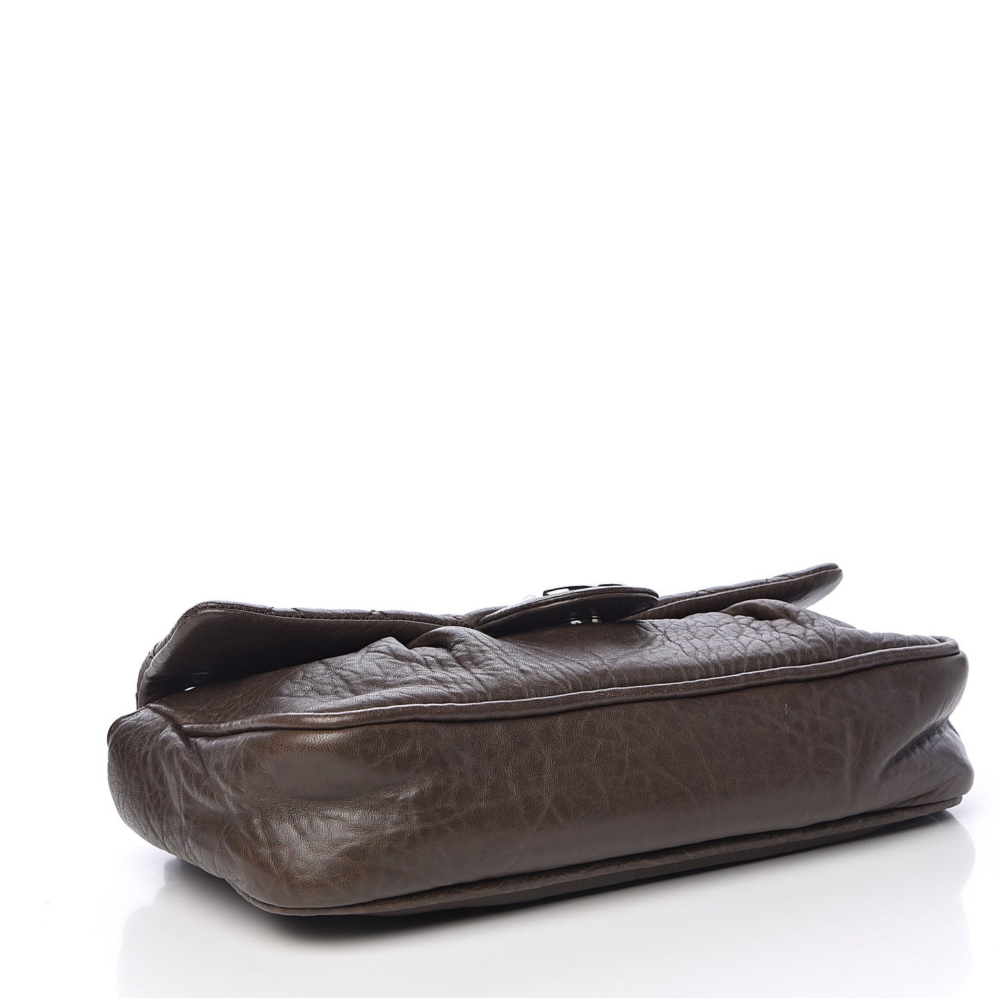 Distressed Lambskin Lady Braid Flap Brown