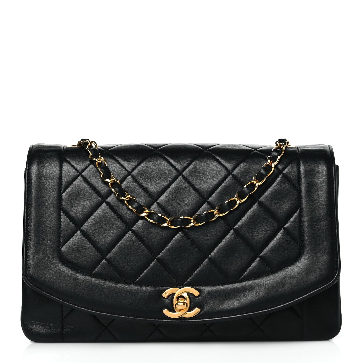 Lambskin Quilted Medium Single Flap Black