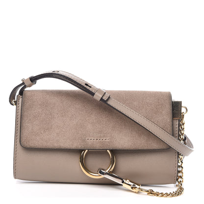 Chloe Suede Calfskin Mini Faye Shoulder Bag Motty Grey 1 of 11