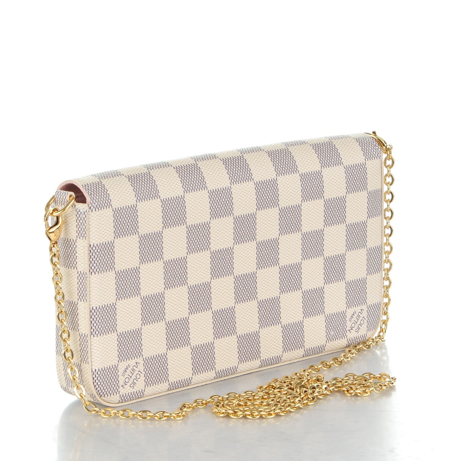 Louis Vuitton Damier Azur Pochette Felicie Chain Wallet Rose Ballerine 3 of 9