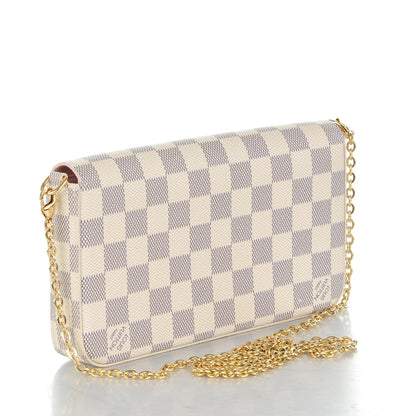 Louis Vuitton Damier Azur Pochette Felicie Chain Wallet Rose Ballerine 3 of 9