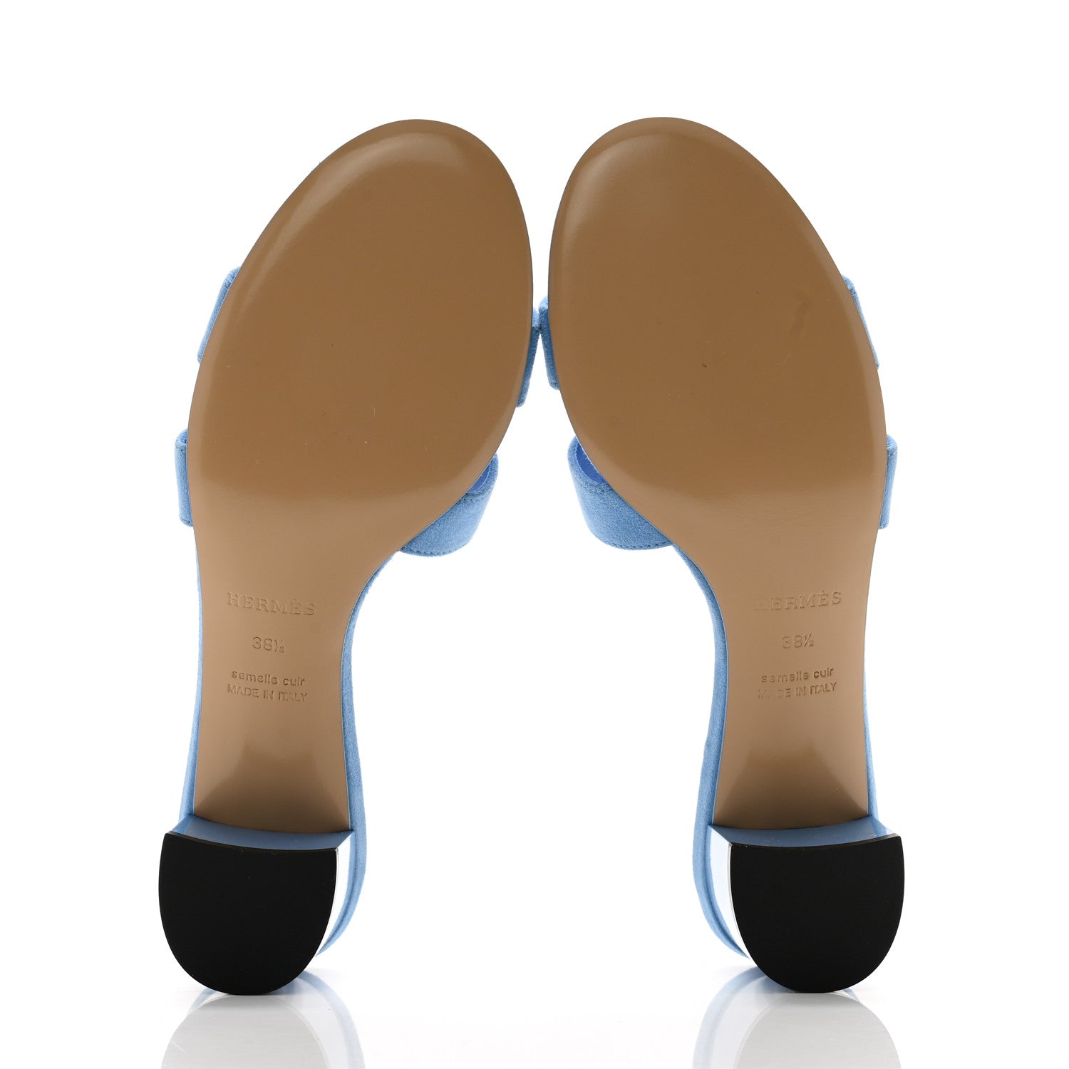 Hermes Suede Goatskin Oasis Sandals 38.5 Bleu Cameo 5 of 9