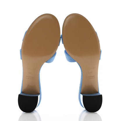 Hermes Suede Goatskin Oasis Sandals 38.5 Bleu Cameo 5 of 9