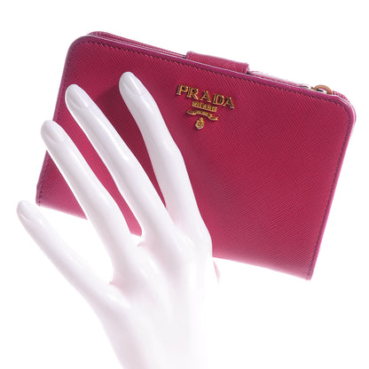 Prada Saffiano Metal Wallet Ibisco 2 of 10