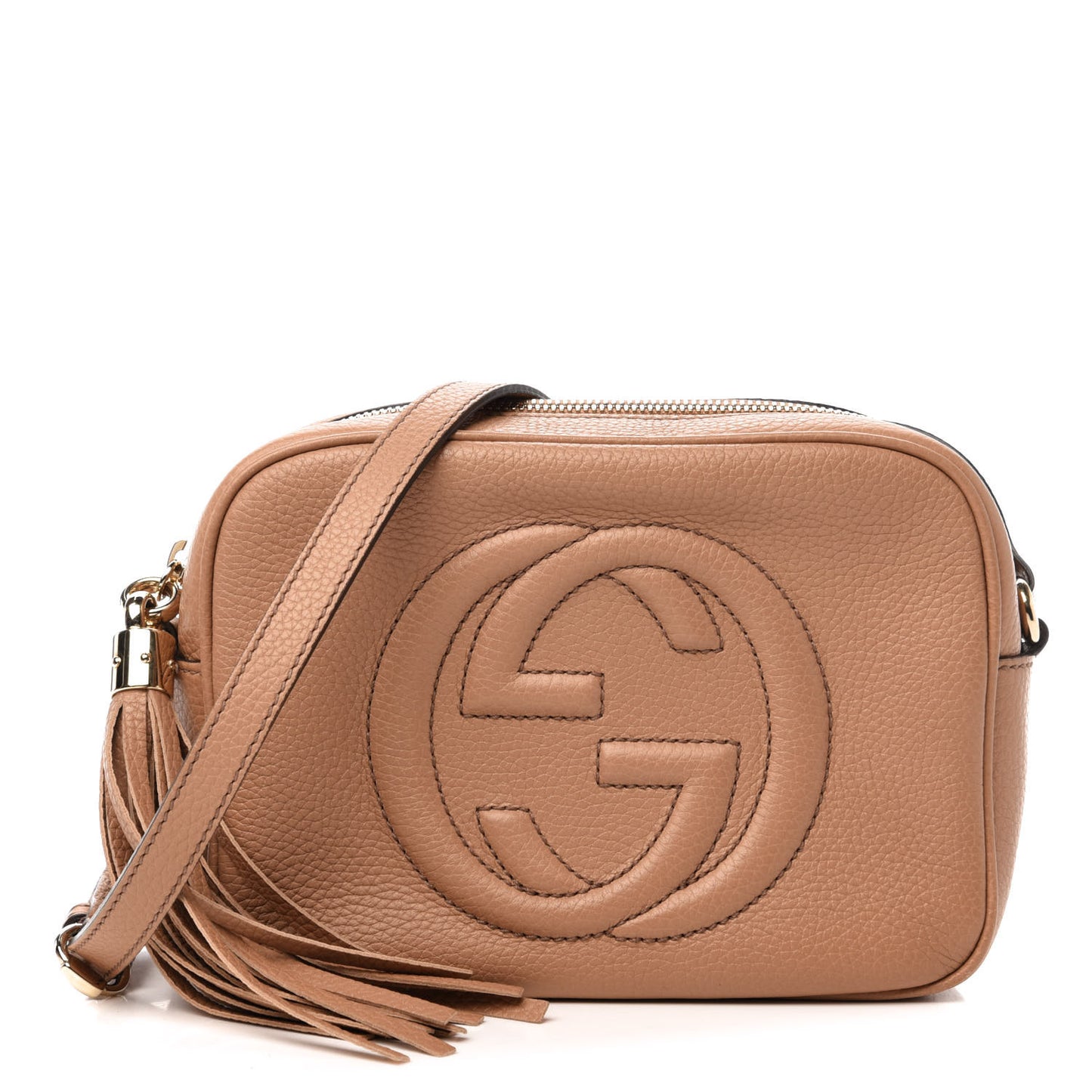 Pebbled Calfskin Small Soho Disco Bag Camelia